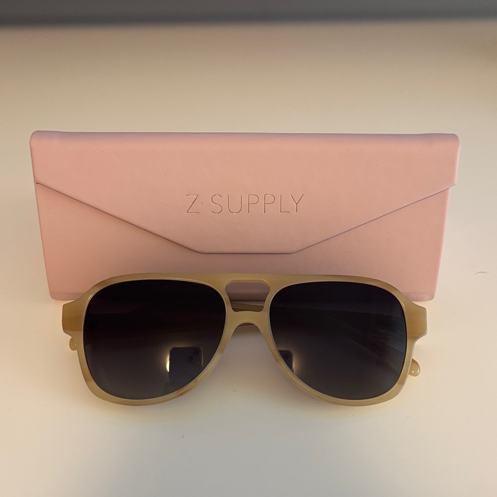 Z Supply Gold Frame Sunglasses with Pink Case